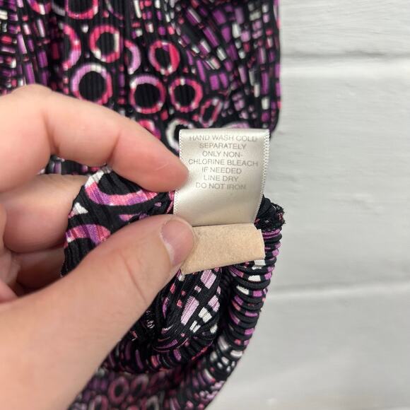 Christopher & Banks Geometric Circle Print Blouse M Pink‎ Black Y2K Retro Top - Picture 6 of 8